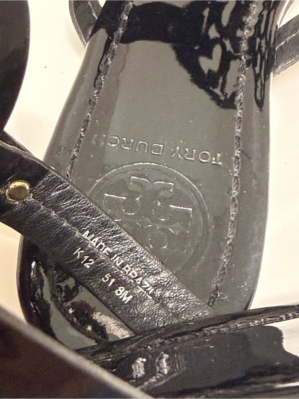TORY BURCH MILLER PATENT SANDAL BLACK Preppy back to school trending Size 8 - Picture 7 of 11
